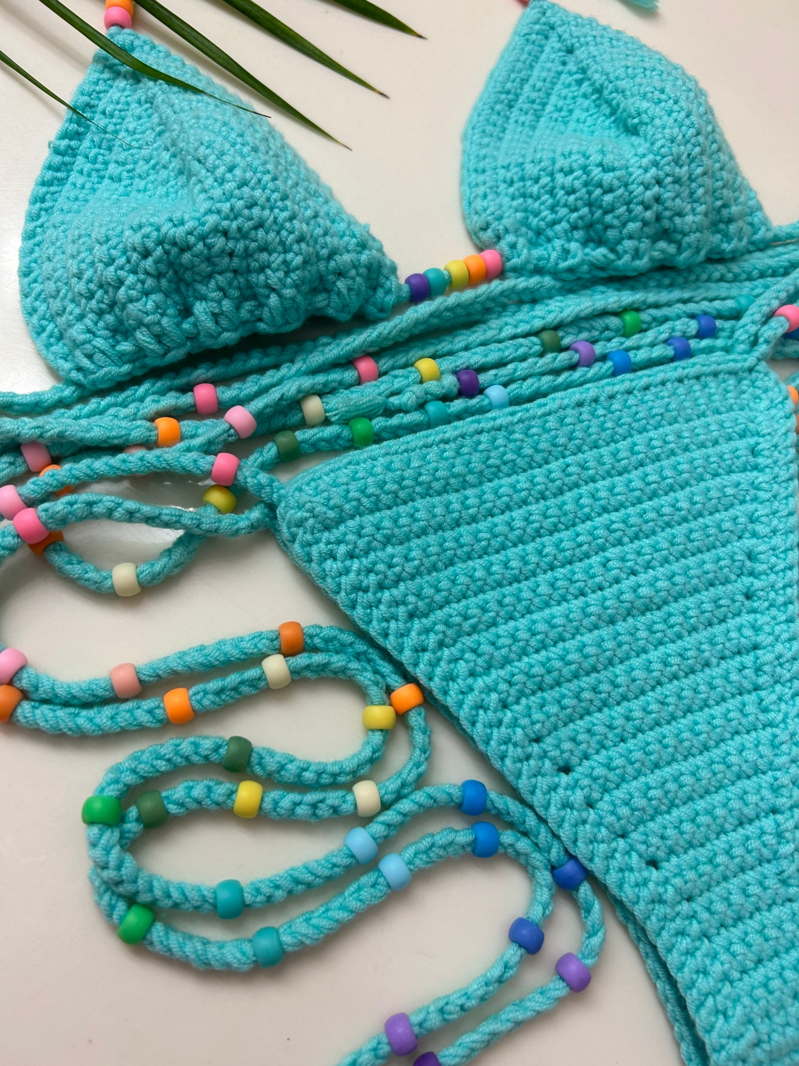 Rainbow Gradient Crochet String Bikini Set in the Color Turq Etsy