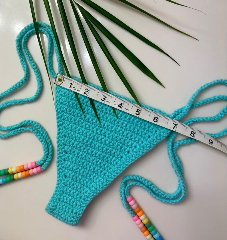 Rainbow Gradient Crochet String Bikini Set in the Color Turq Etsy
