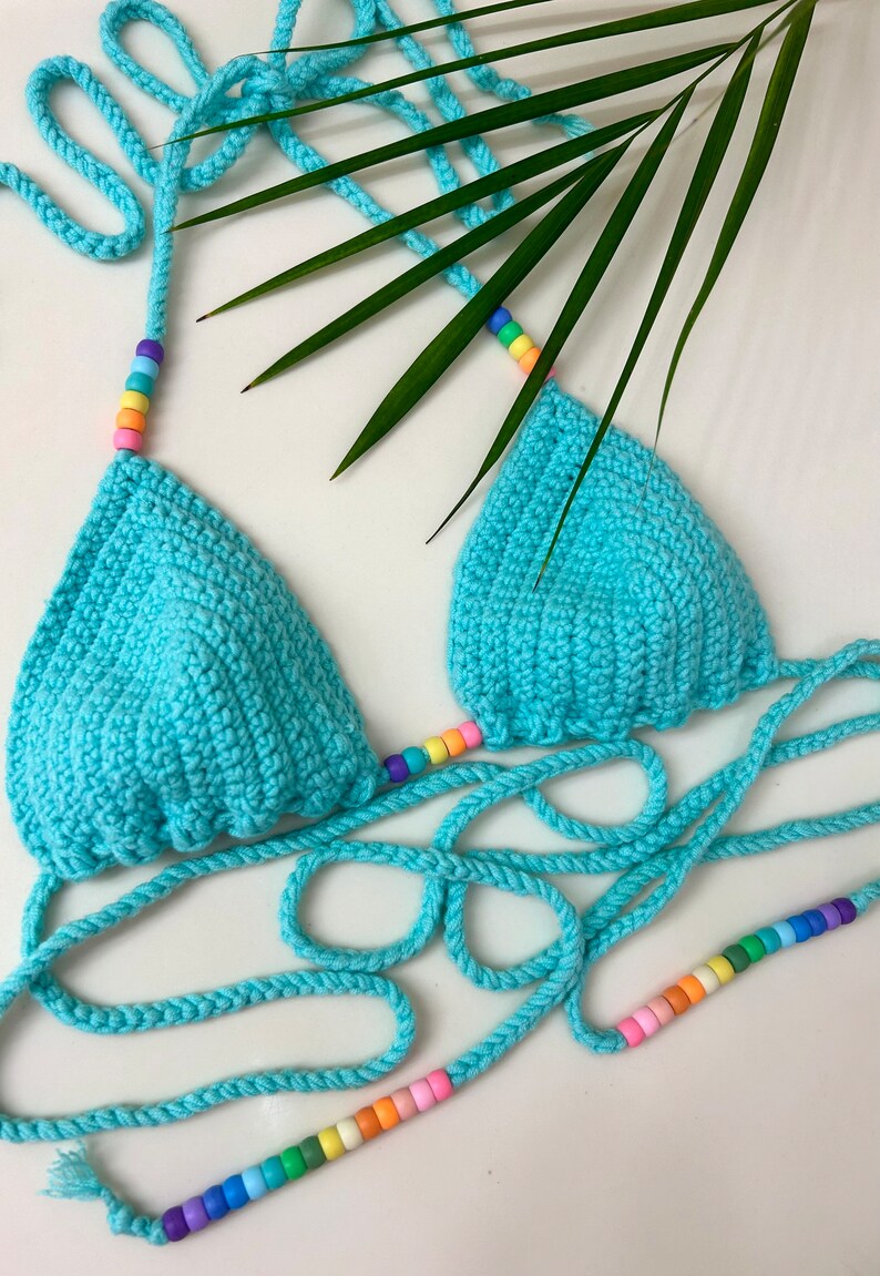 Rainbow Gradient Crochet String Bikini Set in the Color Turq Etsy