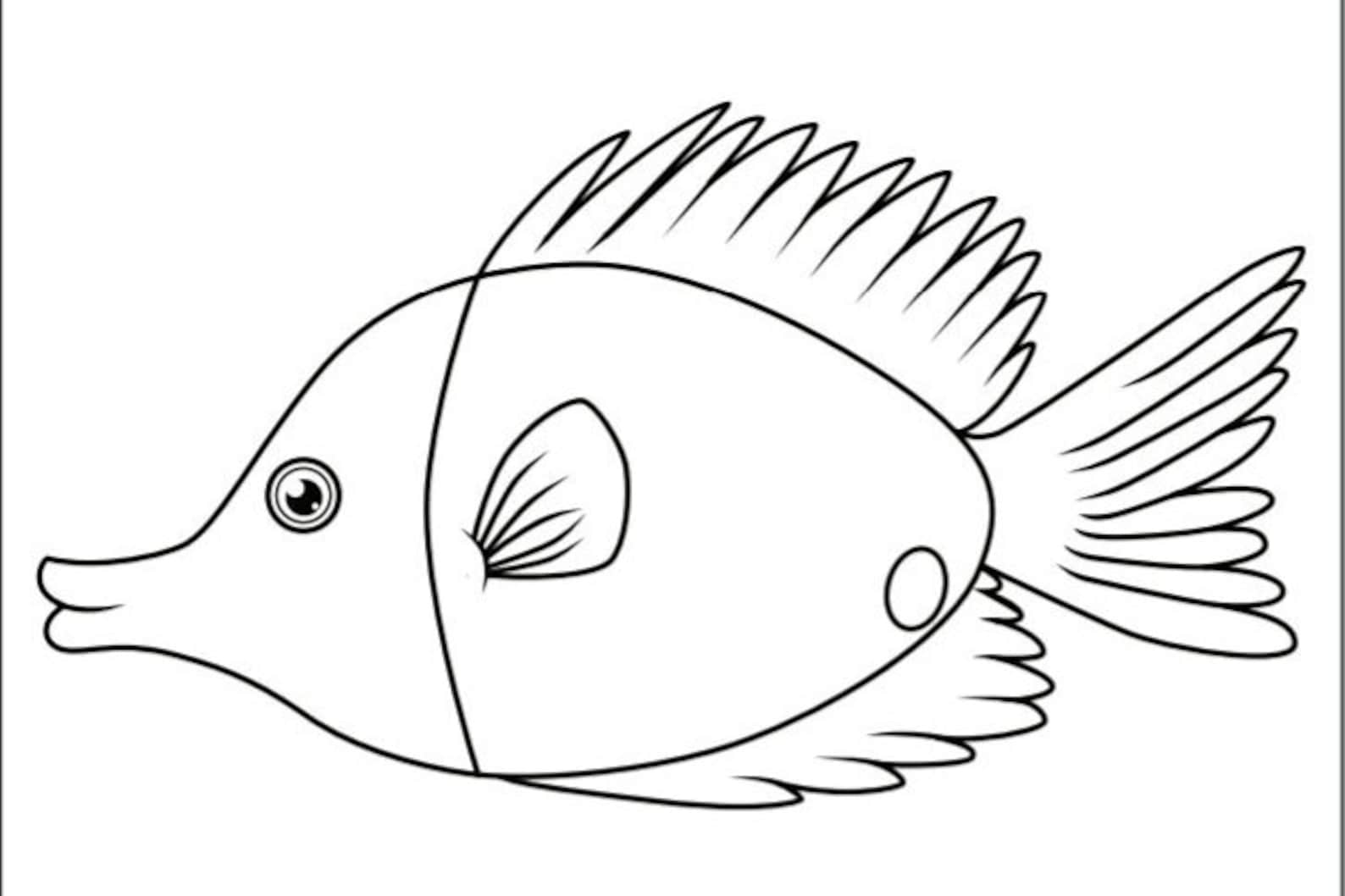 Fish Coloring Pages Fish Template 21 Printable Coloring Pages - Etsy