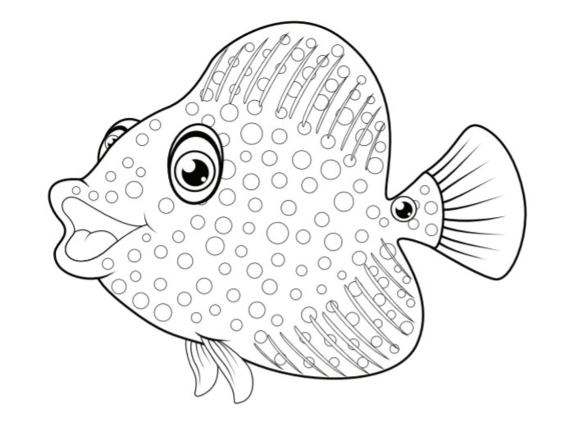 Fish Coloring Pages Fish Template 21 Printable Coloring Pages - Etsy