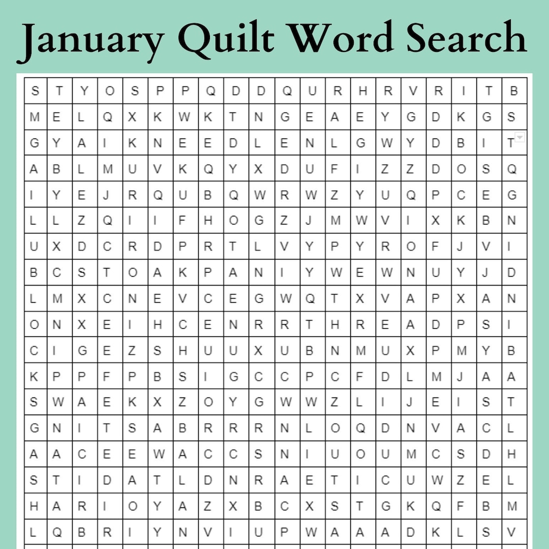 Quilting Word Search Printable, Instant Download, Print at Home for That Quilting Group or ...