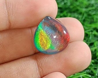 Crystal Aurora opal Cabs, Smooth Multi fire Aurora opal Doublet Gemstone, Heart shape,Making for Jewelry, Loose Stone, 15X5MM