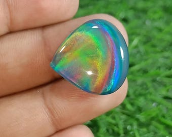 Calibrated Opal Smooth Multi fire Aurora opal Doublet Gemstone Heart Shape Making for Jewelry Loose Stone Size 22X21X6 MM Weight  21.10Ct