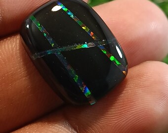 Aurora Opal Cabochon, Cushion Shape Hand Carved Aurora Opal Doublet, Carving Gilson Opal Loose Stone 21x16x10 MM Crystal Opal, Hand Polish