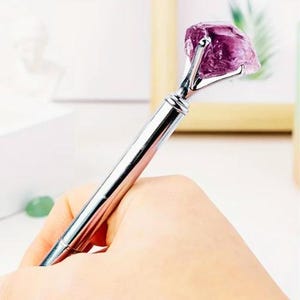 Baguette de tarot et stylo à bille 2-en-1 cristal améthyste