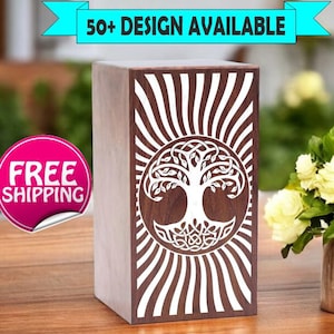 Personalized Wooden Cremation urn for human ashes Memorial gift for human ashes Budget Urns Daddy urns engraved Artistic urns Box
