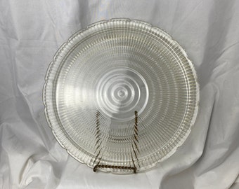 Vintage Round Crystal Glass Serving Platter, 12-1/4" in diameter, Beautiful Pattern, Antique