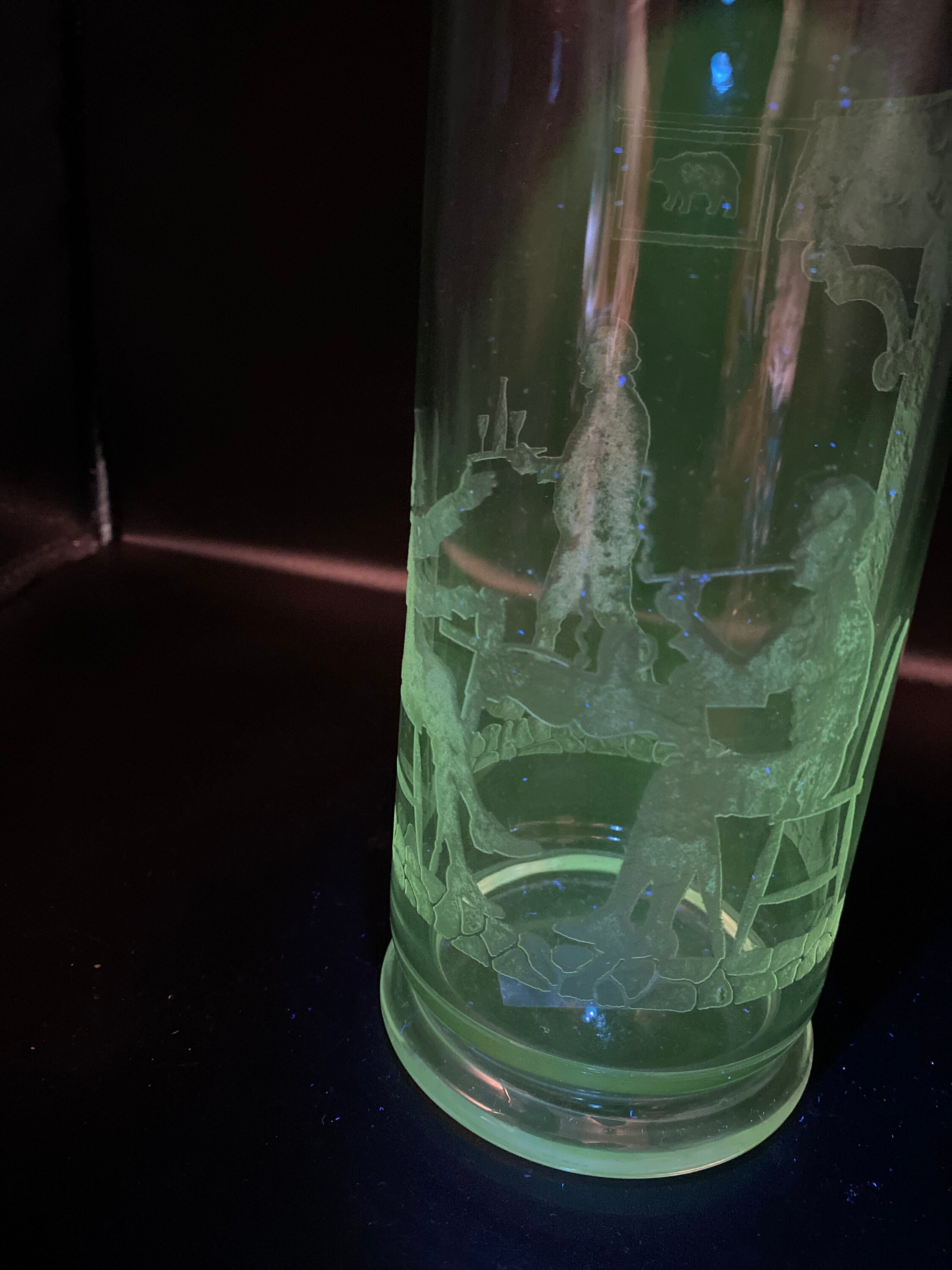 Heisey Cocktail Shaker Etched Glows Green Under Black Light Etsy