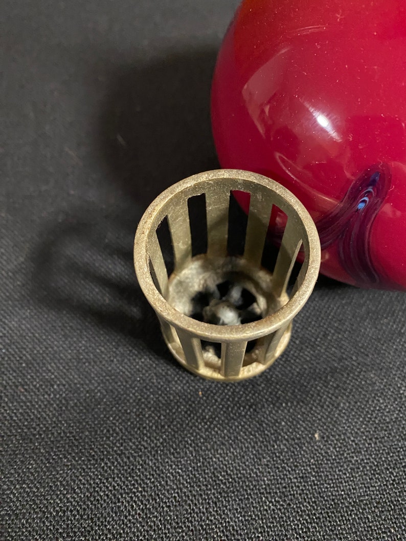 Vintage Red Handblown Glass Oil Lamp Effusion Lamp Etsy