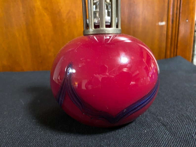 Vintage Red Handblown Glass Oil Lamp Effusion Lamp Etsy