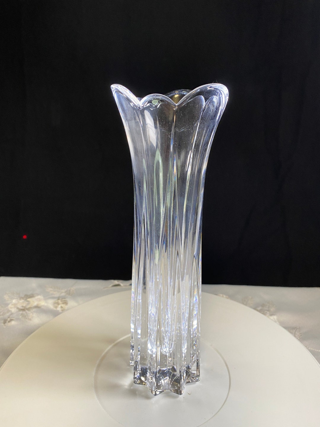 Vintage Heavy Glass Vase Etsy