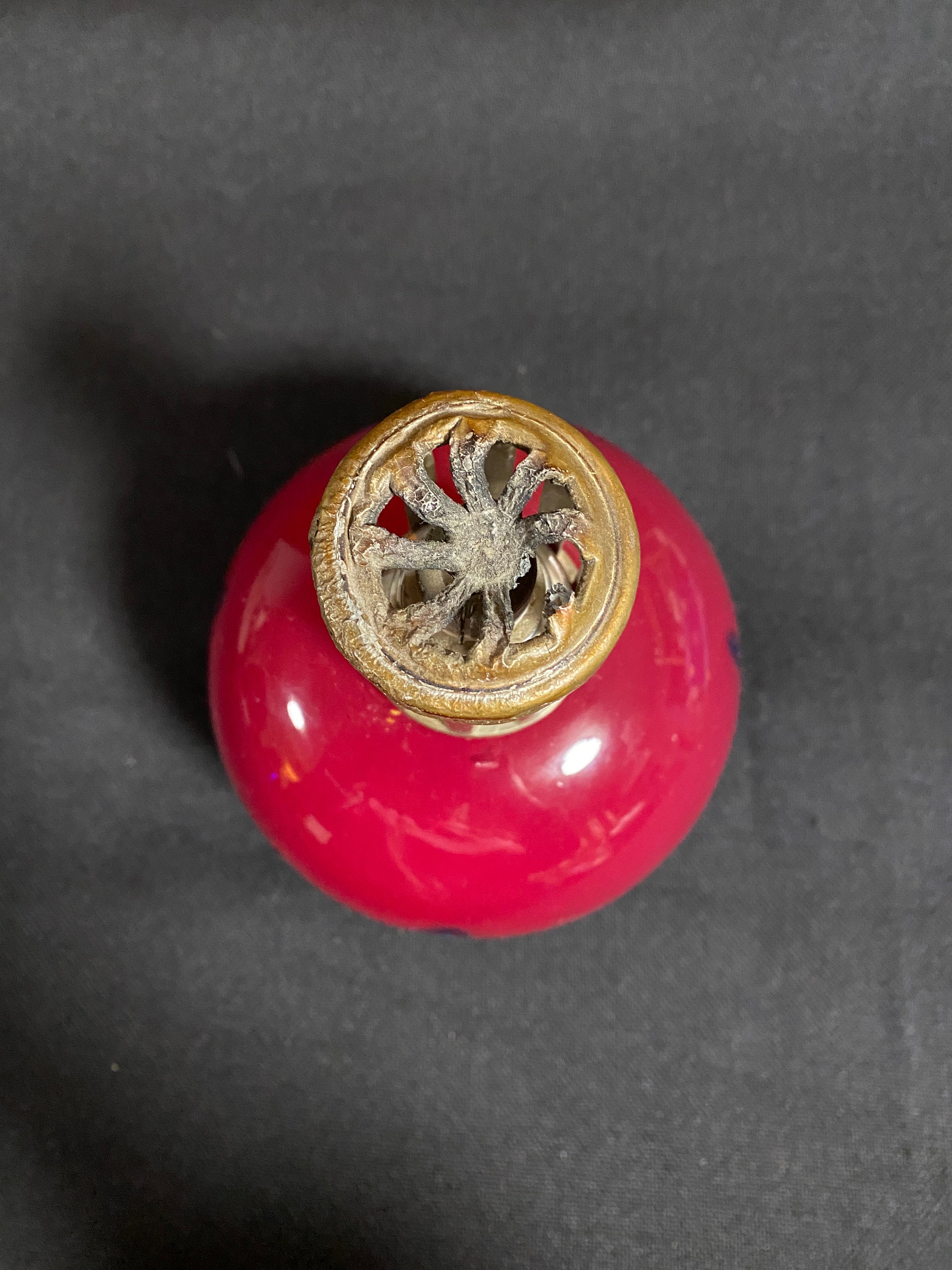 Vintage Red Handblown Glass Oil Lamp Effusion Lamp Etsy