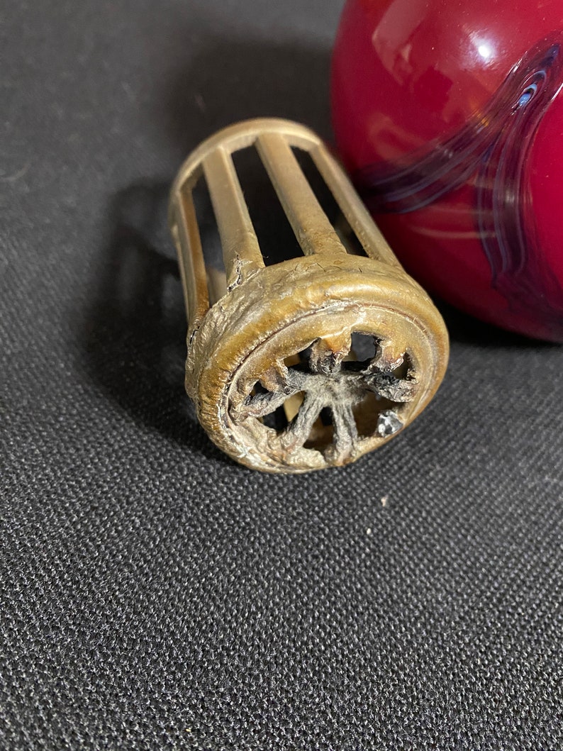 Vintage Red Handblown Glass Oil Lamp Effusion Lamp Etsy