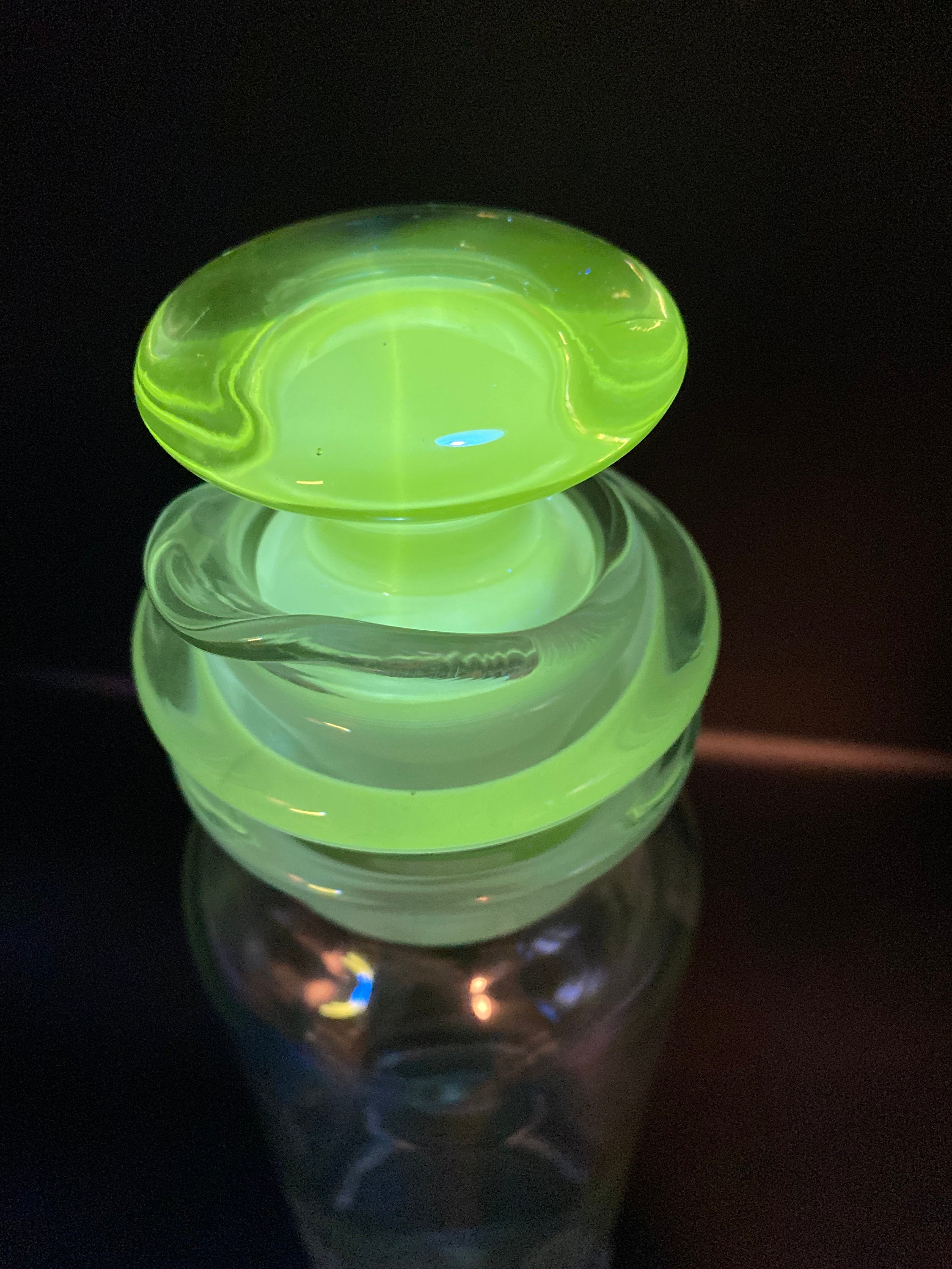 Heisey Cocktail Shaker Etched Glows Green Under Black Light Etsy