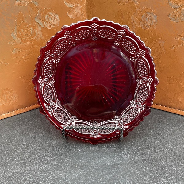 Vintage Avon 1876 Cape Cod Ruby Red Salad Plate - Width: 7 1/2 inches diameter