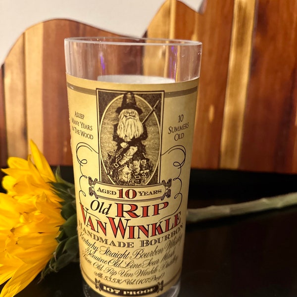 Upcycled Bourbon Bottle Candle (Pappy Van Winkle Rip Van Winkle 10 Year)