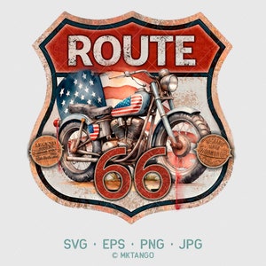 Route 66 svg, American Route 66, Route 66 tshirt, Rusty metal signal, Route 66 SVG, Motorcycle SVG, Garage Motorcycle, harley davidson style