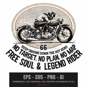 Free Soul, inspiriertes legendäres Motorrad-Design, Cruiser Bike Enthusiast Svg für Shirt, Vektordatei, Motorrad Cricut Silhouette