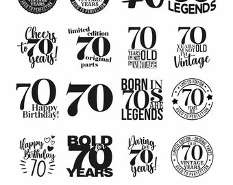 70th Birthday SVG Bundle PNG DXF eps and jpeg included Cricut Cut Files, Commercial License graphics