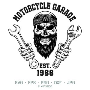Skull Mechanic Svg Png , Skull Svg , Wrenches Svg , Tools Svg , Repair Svg , Bearded Skull Svg , Digital Download