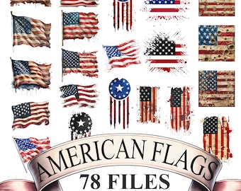 Worn American Flag SVG | Distressed US Flag Png | Patriotic Vector & PNG Bundle | Retro USA Flag | Independence Day Sublimation Design