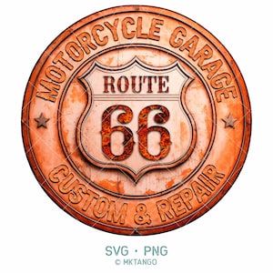 Route 66 PNG, Route 66 tshirt, Rusty metal sign, Motorcycle SVG, route 66 SVG, Garage Motorcycle,