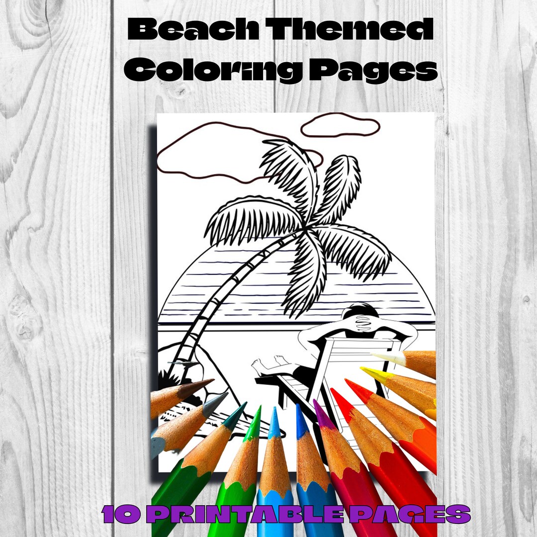 Beach Themed Coloring Pages - Etsy