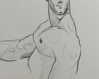 Origineel gesigneerde tekening fauxvertisement voor "Swans Down Silk Stockings"