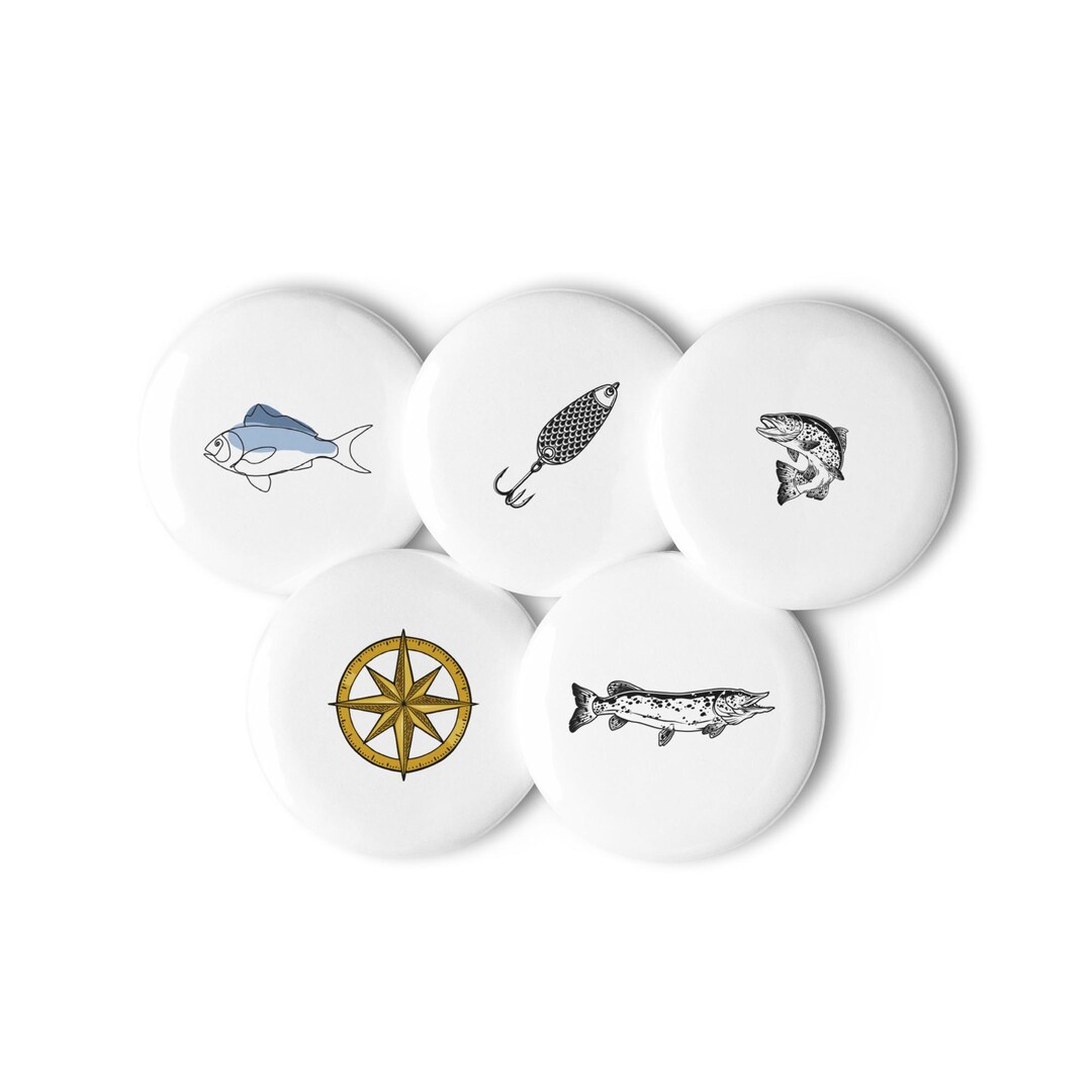 Set of 5 Fish Pin Buttons - Etsy