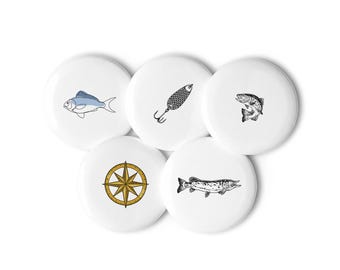 Set aus 5 Fischen Pin Buttons