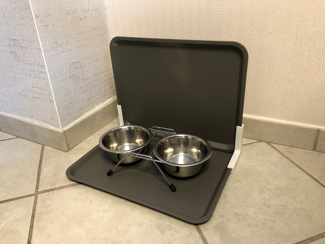 Pet Feeding Station Furniture w/ Double Pull Out Dog Bowl Food