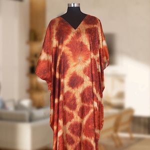 Brown Silk Caftan Kaftan Plus Size Luxury Kaftan Maxi Dress animal print Kaftan Long Dress wrap Kaftan resort wear Caftan Dress for Woman