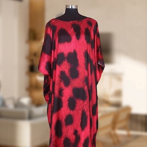 Pink Leopard Print Silk Kaftan: Handmade Maxi Dress Resort Wear