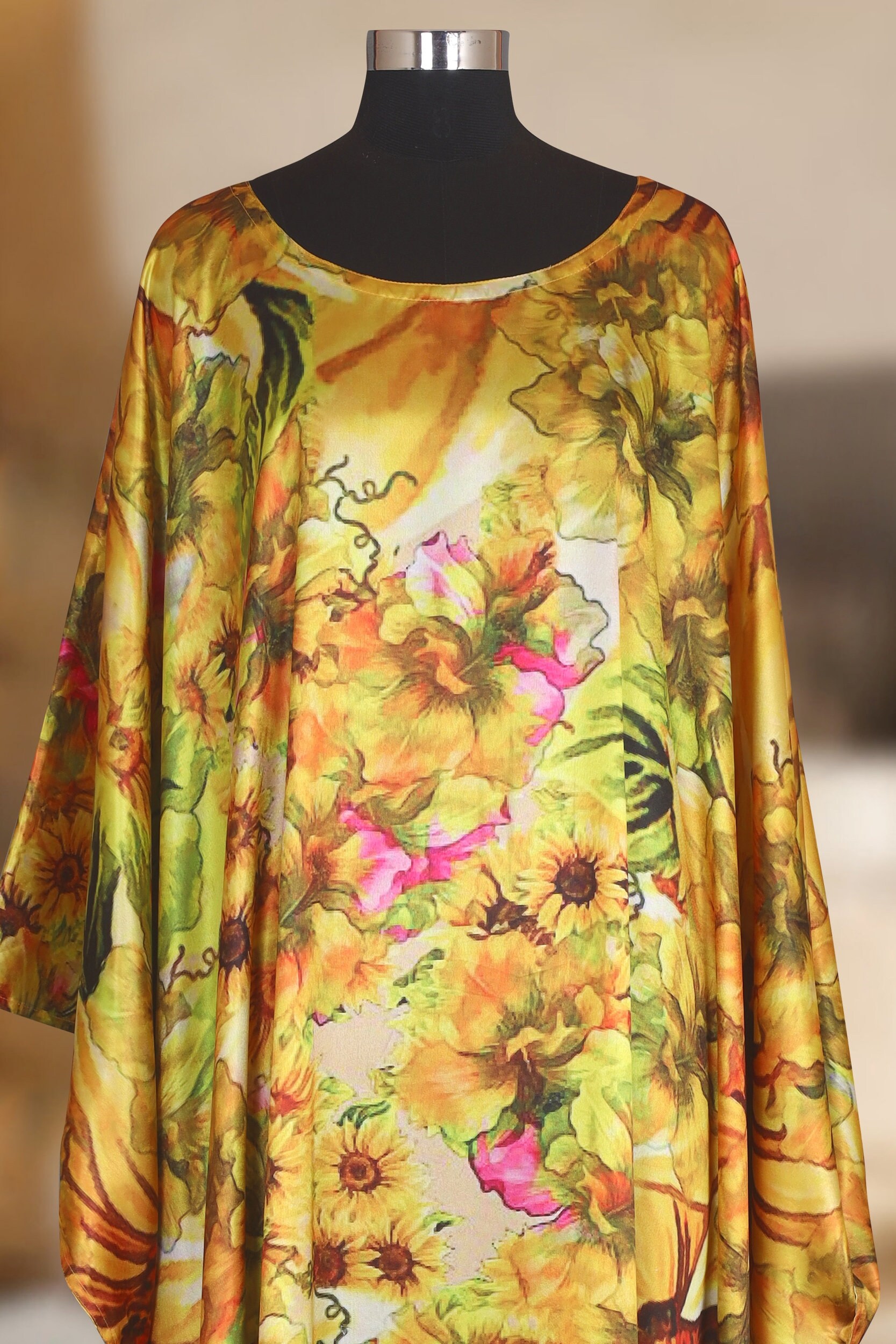 Lounge Wear Silk Kaftan Beach Cover up Long Sleeve Caftan Full Etsy Canada