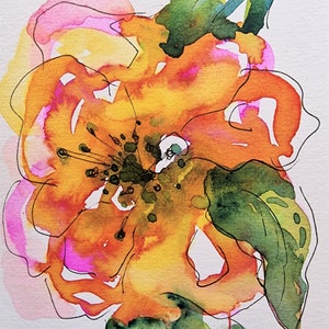 Peinture/ Aquarelle/ Fleur / Carte postale /Fête des mères/ Anniversaire / Exemplaire unique / Papier aquarelle 300Gr grain fin