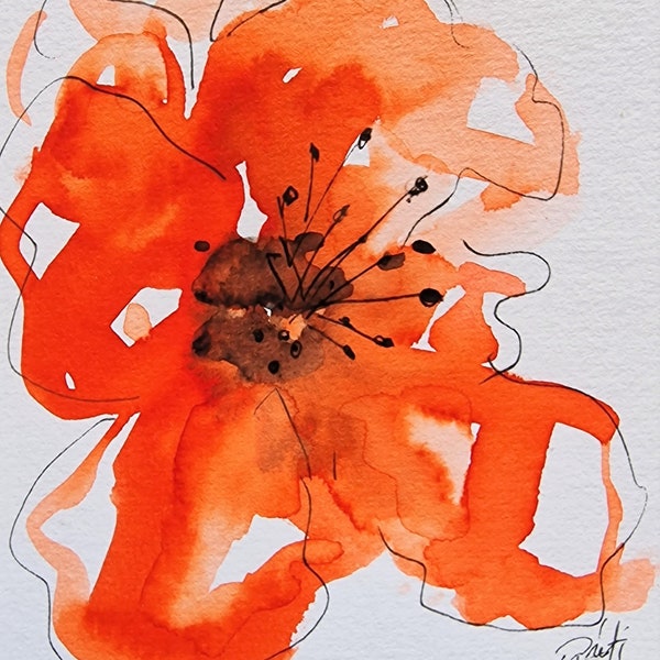 Peinture/Aquarelle/fleur/ Carte fête des mères/ Anniversaires