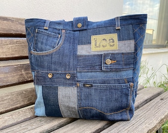 Borsa per jeans riciclata LEE - Borsa ecologica in denim e pelle sostenibile