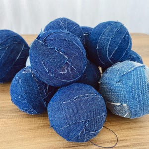 Rustic Denim Rag Balls - Upcycled Bowl Fillers | 6-Piece Set for Cozy Home Decor