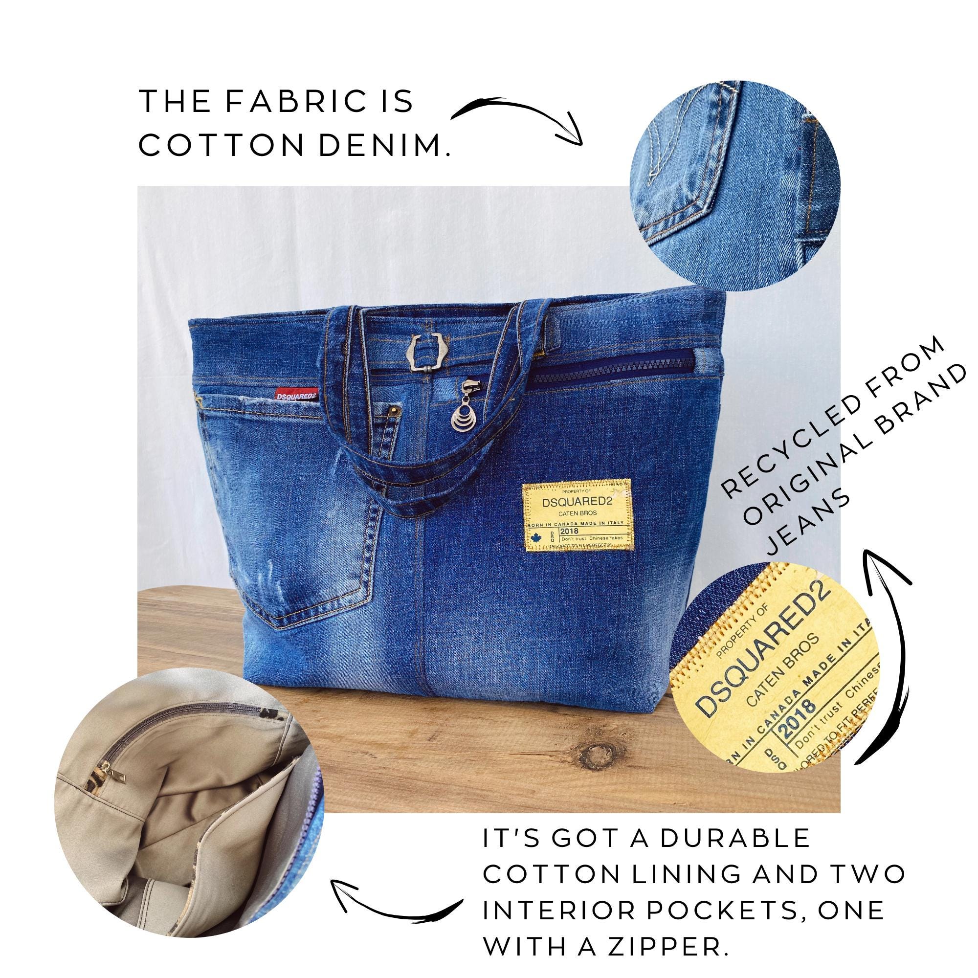 Upcycled Jeans Einkaufstasche Handgefertigte blaue Jeans Geldborse Etsy