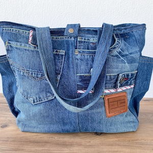 Denim Tote Bags For Women, Tote Trendy Denim Shoulder Bag, Repurposed  Recycle Jean Bag