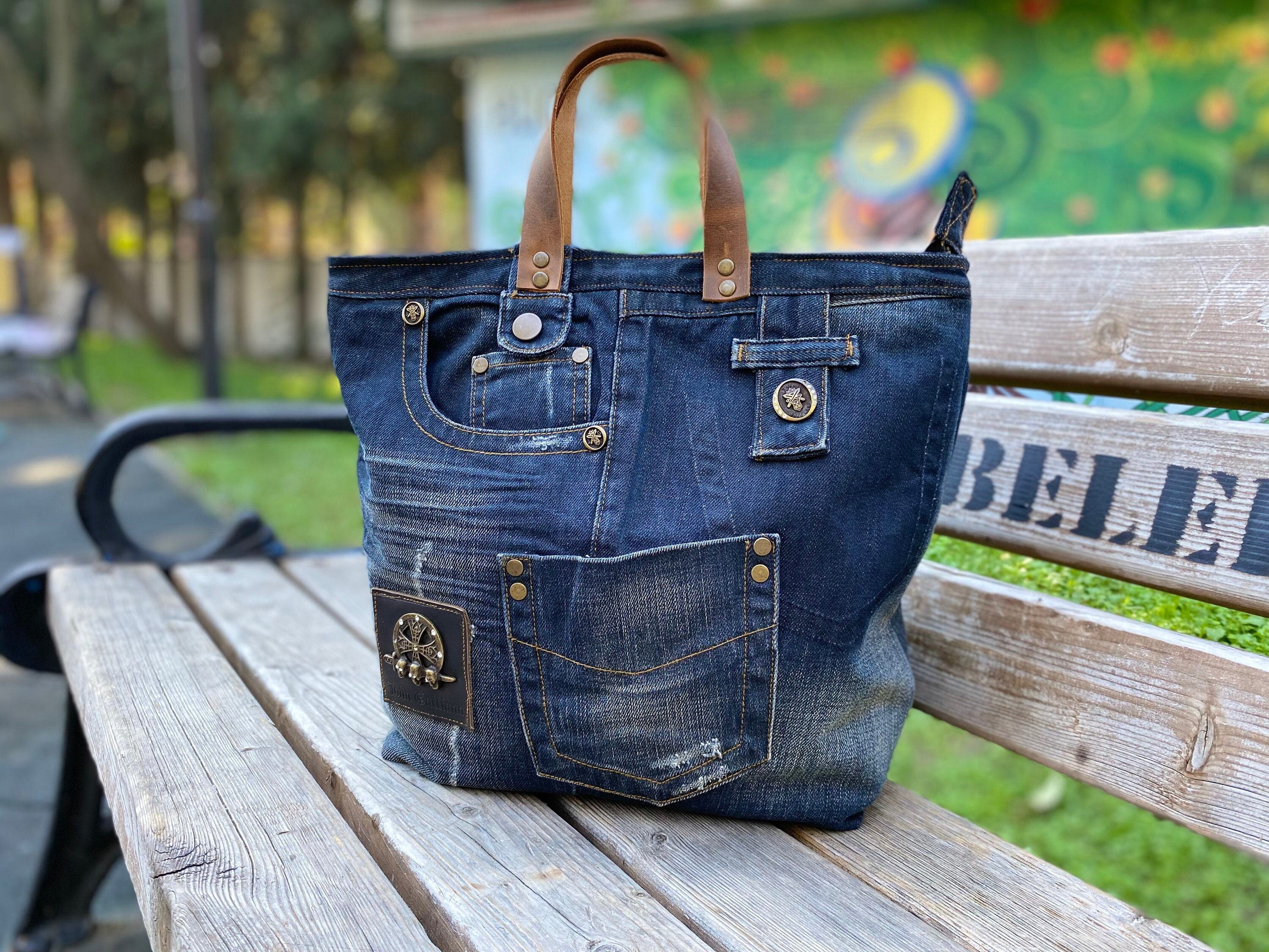 Denim top bags online