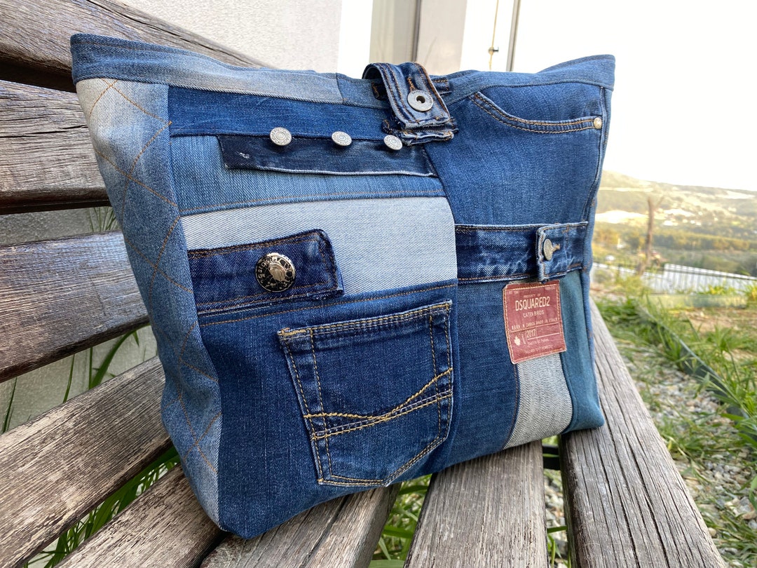 Damage Denim Square Vintage Washed Bag main image 1