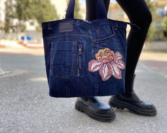 Faux Blue Jean Patch Custom Name Tote - Bleach Design Tote Bag – Instantly  Unique Gifts