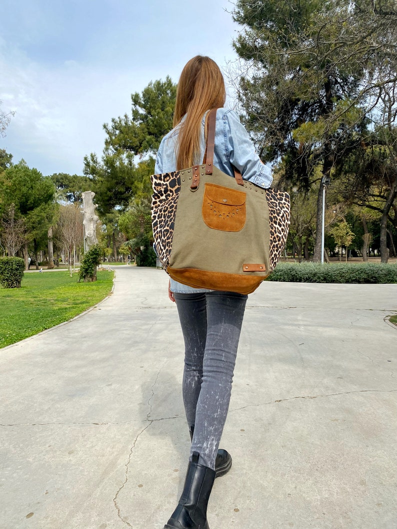Leopard Print Tote Bag Stylish and Spacious Women's Work Etsy