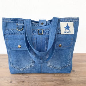 levis Unique Upcycled Denim Tote | Eco-Friendly Recycled Jeans Bag | Oversized Soft Bag