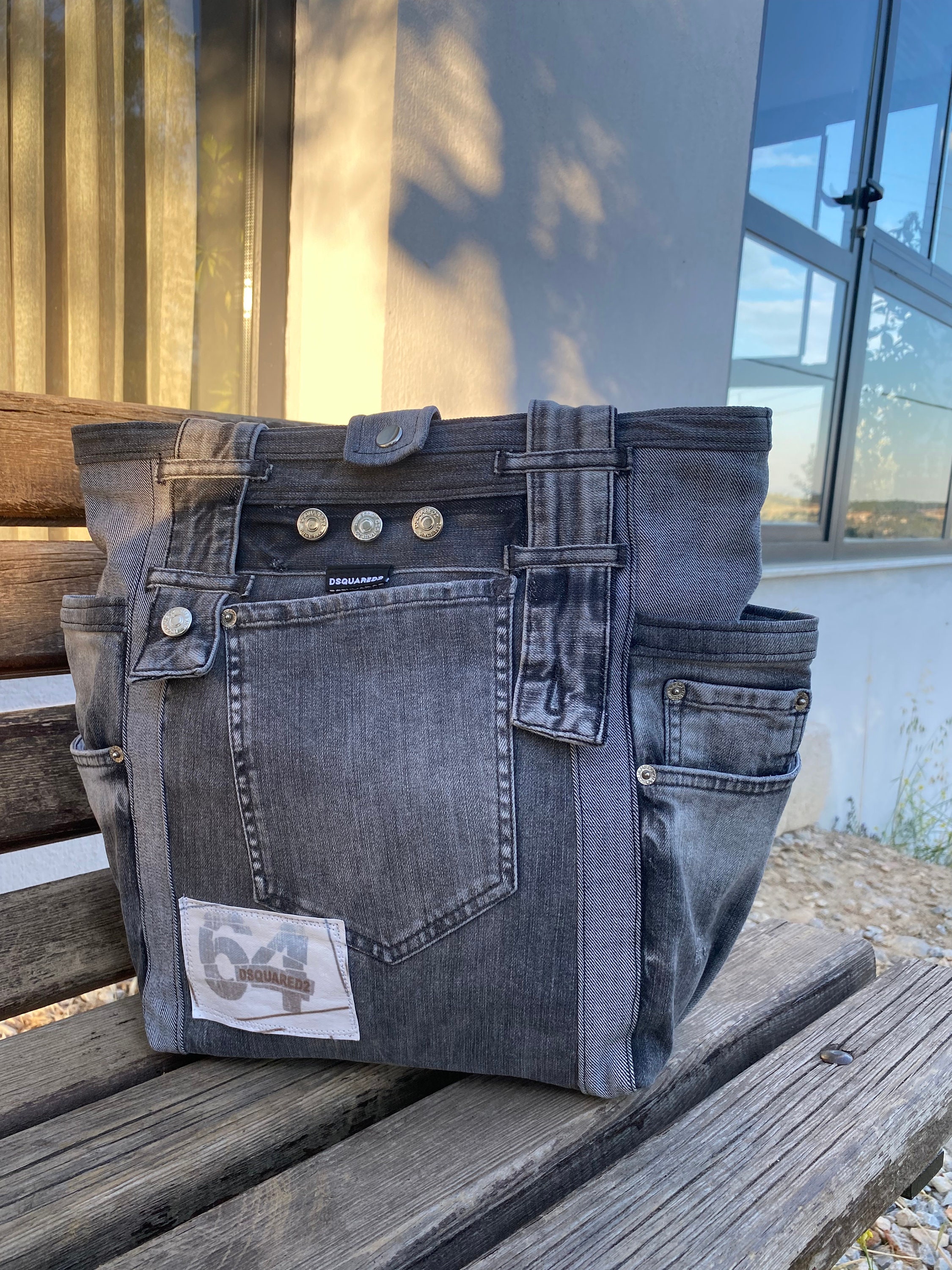 ◆デニムリメイク◆ウォッシュドBAG◆パープル◆No.225◆ デニムリメイクウォッシュドBAGパープルNo.225