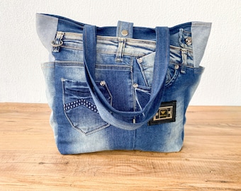 Vintage Armani Jeans Designer Handmade Bag, Upcycled Denim Bag 
