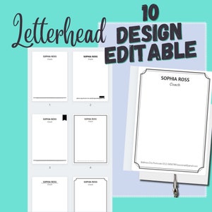 Membrete editable de Canva, Membrete simple, 10 diseños de Canva, descarga instantánea