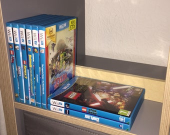 Game shelf Stop / Buffer for Ikea Kallax + Expedit - Shelf tidy for neat storage - Handmade in the UK from sustainable MDF.